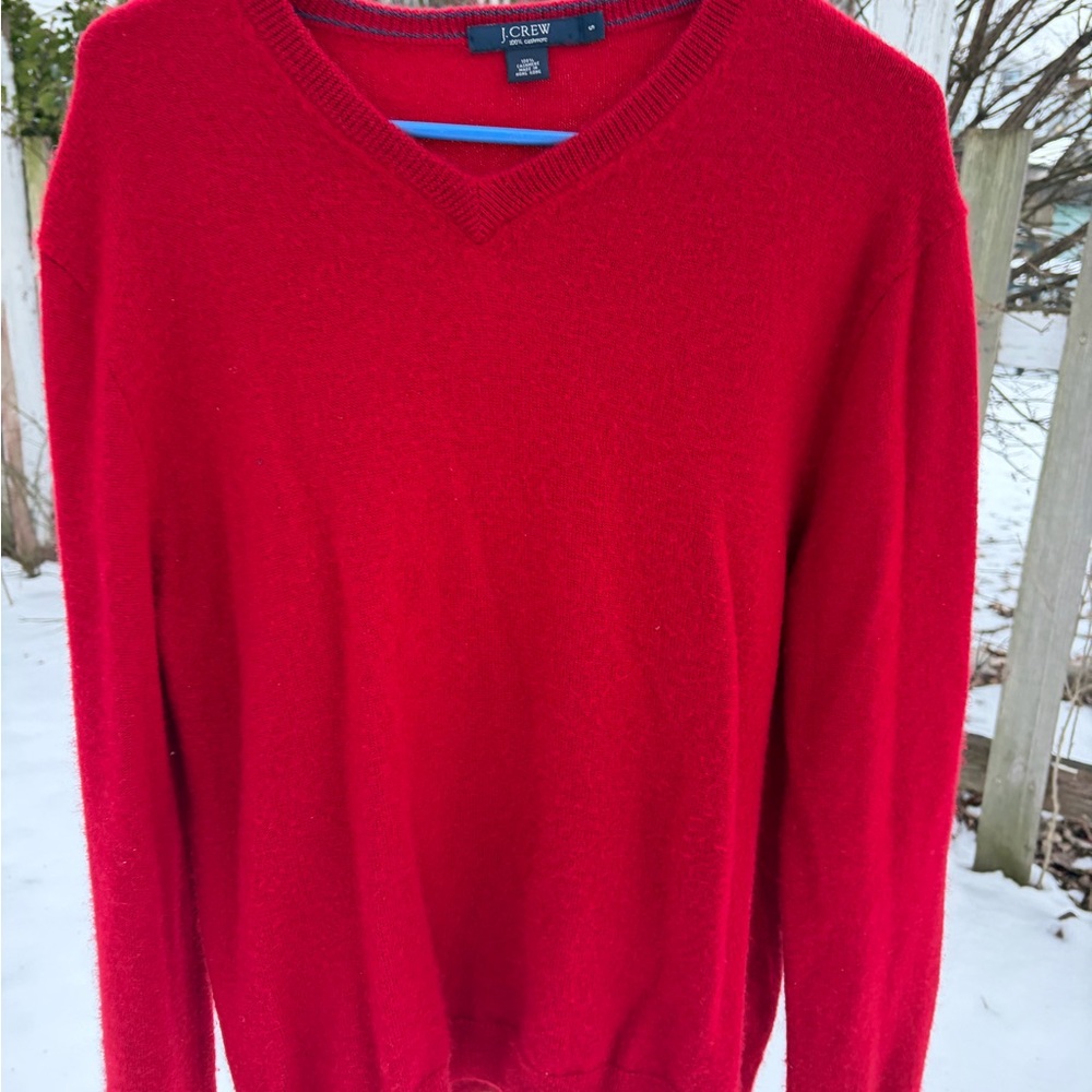 J. Crew Men's Vivid Red V-Neck Sweater